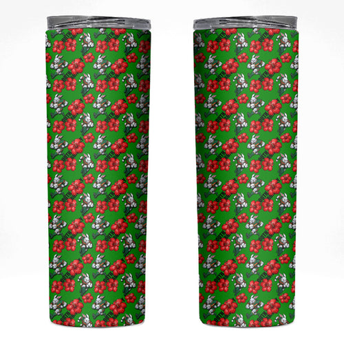 South Sydney Rabbitohs Skinny Tumbler Tropical Hibiscus Floral Seamless Rugby Mascot