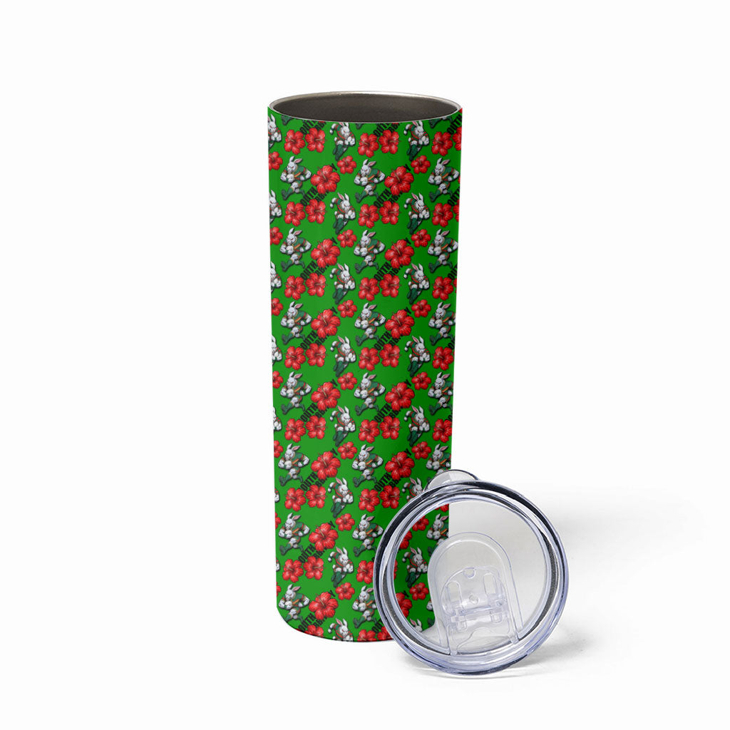 South Sydney Rabbitohs Skinny Tumbler Tropical Hibiscus Floral Seamless Rugby Mascot