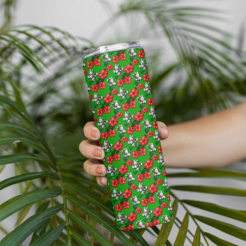 South Sydney Rabbitohs Skinny Tumbler Tropical Hibiscus Floral Seamless Rugby Mascot