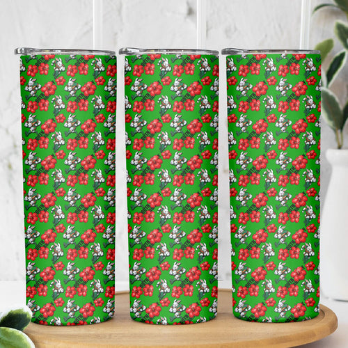 South Sydney Rabbitohs Skinny Tumbler Tropical Hibiscus Floral Seamless Rugby Mascot