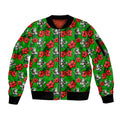 South Sydney Rabbitohs Sleeve Zip Bomber Jacket Tropical Hibiscus Floral Seamless Rugby Mascot