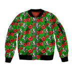 South Sydney Rabbitohs Sleeve Zip Bomber Jacket Tropical Hibiscus Floral Seamless Rugby Mascot