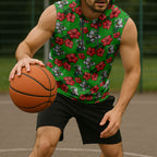 South Sydney Rabbitohs Sleeveless Hoodie Tropical Hibiscus Floral Seamless Rugby Mascot