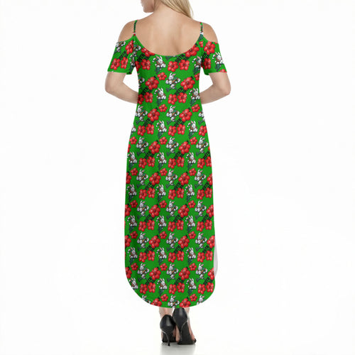 South Sydney Rabbitohs Summer Maxi Dress Tropical Hibiscus Floral Seamless Rugby Mascot