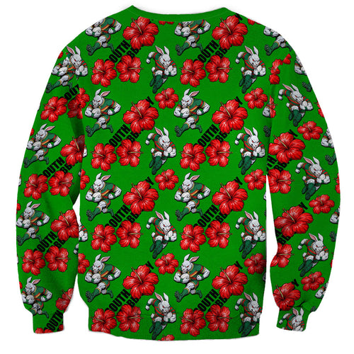 South Sydney Rabbitohs Sweatshirt Tropical Hibiscus Floral Seamless Rugby Mascot