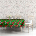 South Sydney Rabbitohs Tablecloth Tropical Hibiscus Floral Seamless Rugby Mascot