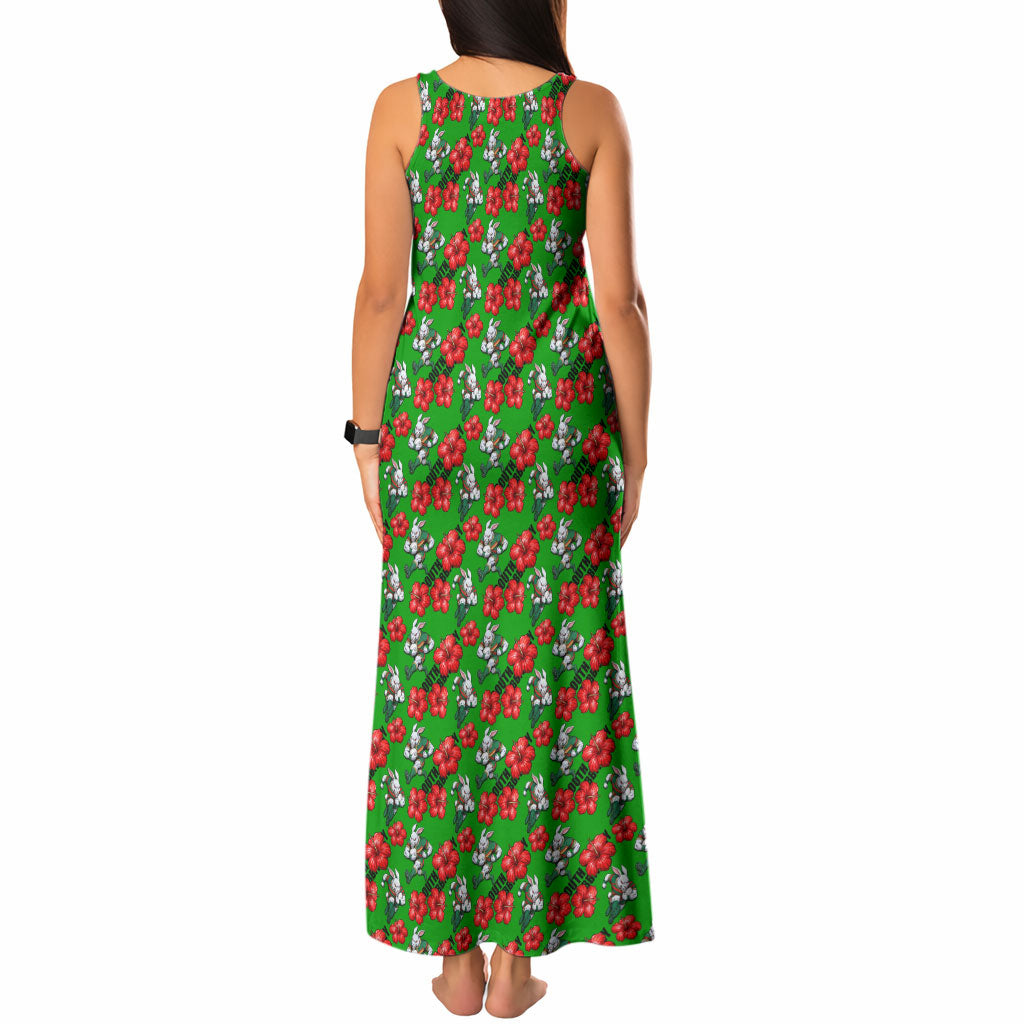South Sydney Rabbitohs Tank Maxi Dress Tropical Hibiscus Floral Seamless Rugby Mascot