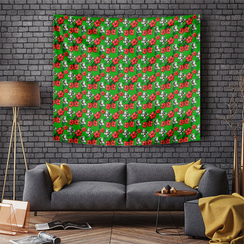 South Sydney Rabbitohs Tapestry Tropical Hibiscus Floral Seamless Rugby Mascot