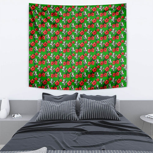 South Sydney Rabbitohs Tapestry Tropical Hibiscus Floral Seamless Rugby Mascot