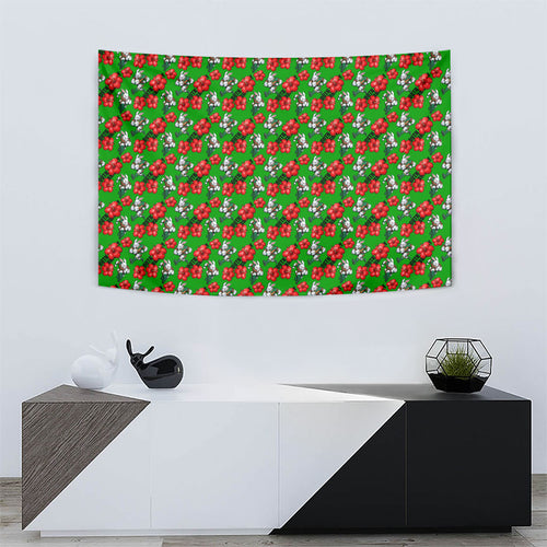 South Sydney Rabbitohs Tapestry Tropical Hibiscus Floral Seamless Rugby Mascot