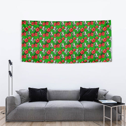 South Sydney Rabbitohs Tapestry Tropical Hibiscus Floral Seamless Rugby Mascot