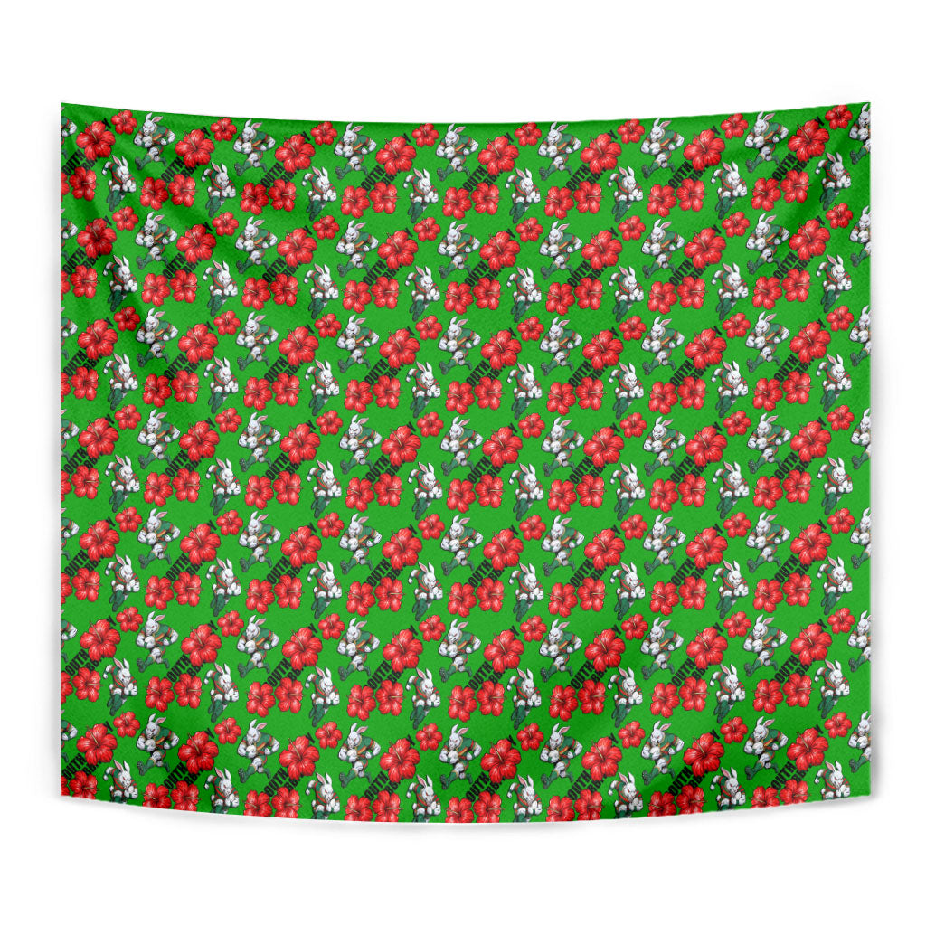 South Sydney Rabbitohs Tapestry Tropical Hibiscus Floral Seamless Rugby Mascot