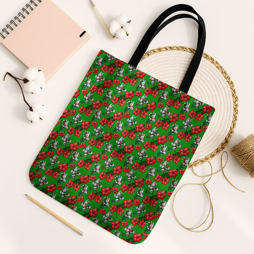 South Sydney Rabbitohs Tote Bag Tropical Hibiscus Floral Seamless Rugby Mascot
