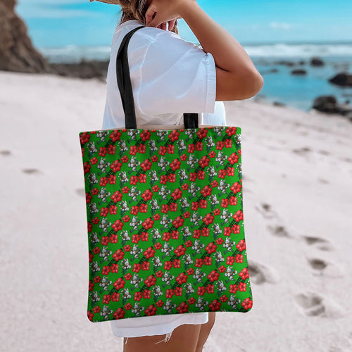 South Sydney Rabbitohs Tote Bag Tropical Hibiscus Floral Seamless Rugby Mascot