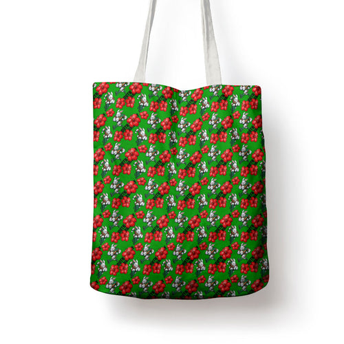South Sydney Rabbitohs Tote Bag Tropical Hibiscus Floral Seamless Rugby Mascot