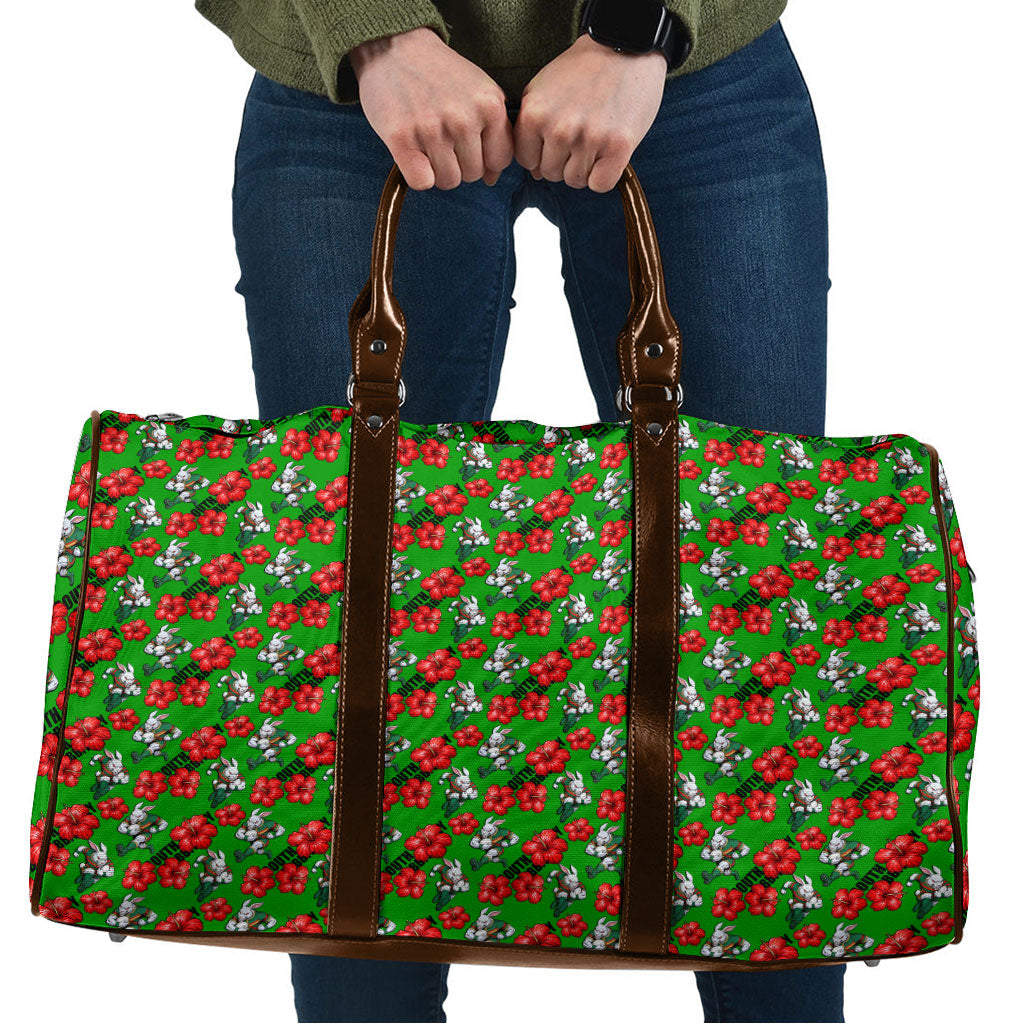 South Sydney Rabbitohs Travel Bag Tropical Hibiscus Floral Seamless Rugby Mascot