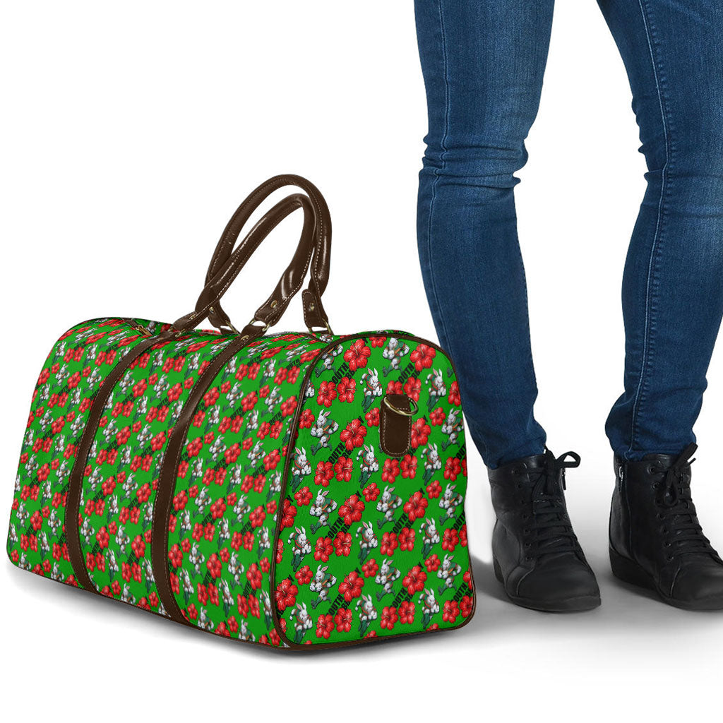 South Sydney Rabbitohs Travel Bag Tropical Hibiscus Floral Seamless Rugby Mascot