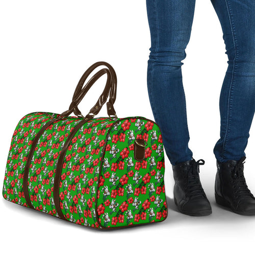 South Sydney Rabbitohs Travel Bag Tropical Hibiscus Floral Seamless Rugby Mascot