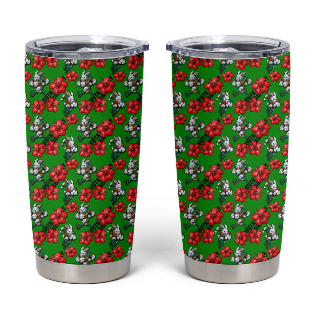 South Sydney Rabbitohs Tumbler Cup Tropical Hibiscus Floral Seamless Rugby Mascot