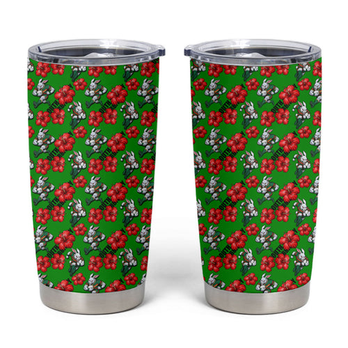 South Sydney Rabbitohs Tumbler Cup Tropical Hibiscus Floral Seamless Rugby Mascot