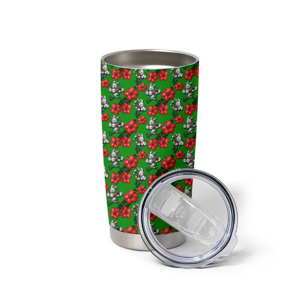 South Sydney Rabbitohs Tumbler Cup Tropical Hibiscus Floral Seamless Rugby Mascot
