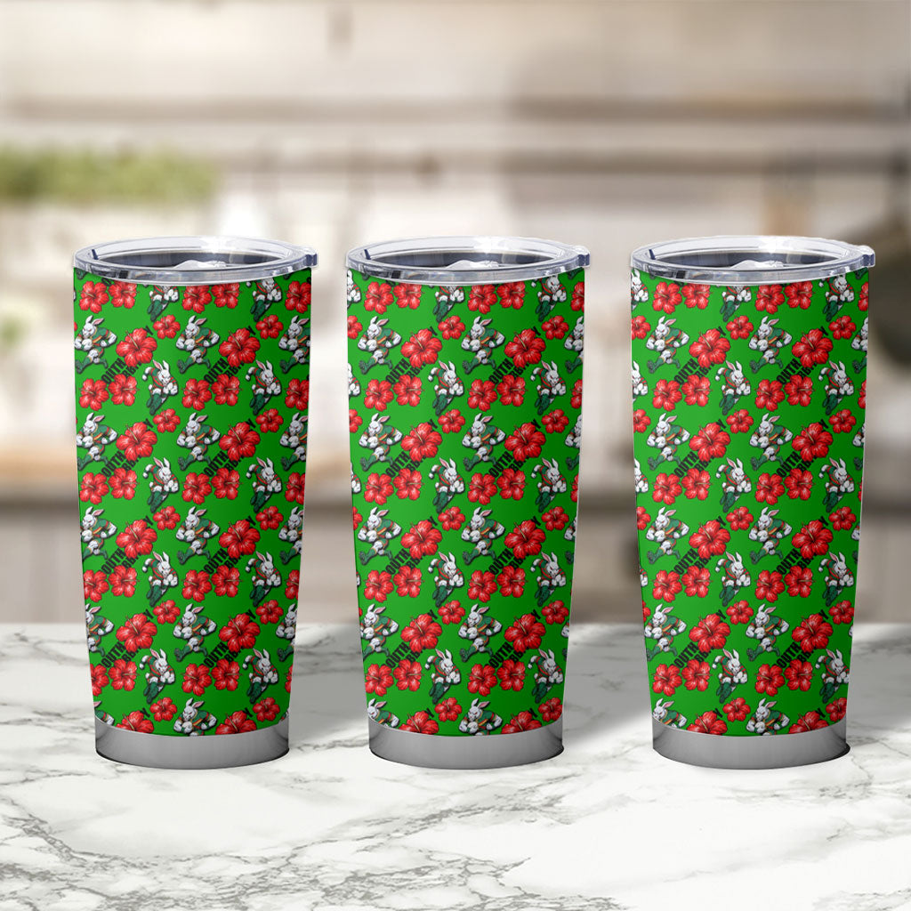 South Sydney Rabbitohs Tumbler Cup Tropical Hibiscus Floral Seamless Rugby Mascot