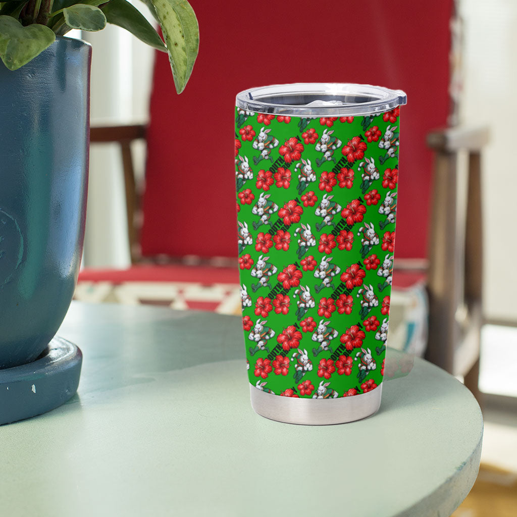 South Sydney Rabbitohs Tumbler Cup Tropical Hibiscus Floral Seamless Rugby Mascot