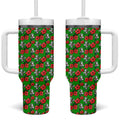 South Sydney Rabbitohs Tumbler With Handle Tropical Hibiscus Floral Seamless Rugby Mascot