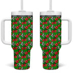 South Sydney Rabbitohs Tumbler With Handle Tropical Hibiscus Floral Seamless Rugby Mascot