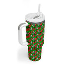 South Sydney Rabbitohs Tumbler With Handle Tropical Hibiscus Floral Seamless Rugby Mascot