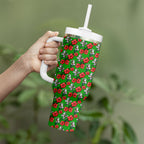 South Sydney Rabbitohs Tumbler With Handle Tropical Hibiscus Floral Seamless Rugby Mascot