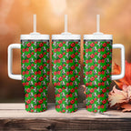 South Sydney Rabbitohs Tumbler With Handle Tropical Hibiscus Floral Seamless Rugby Mascot