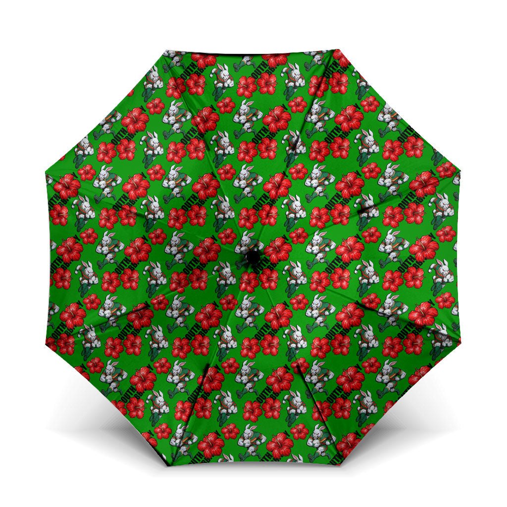 South Sydney Rabbitohs Umbrella Tropical Hibiscus Floral Seamless Rugby Mascot