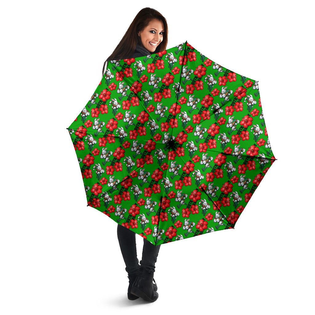 South Sydney Rabbitohs Umbrella Tropical Hibiscus Floral Seamless Rugby Mascot