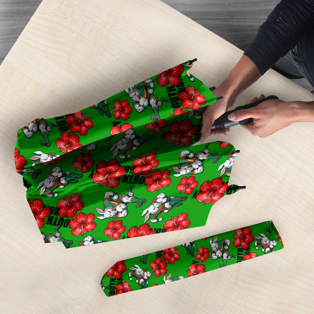 South Sydney Rabbitohs Umbrella Tropical Hibiscus Floral Seamless Rugby Mascot