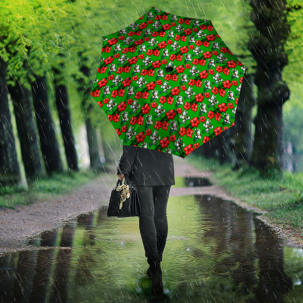 South Sydney Rabbitohs Umbrella Tropical Hibiscus Floral Seamless Rugby Mascot