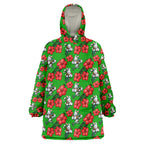 South Sydney Rabbitohs Wearable Blanket Hoodie Tropical Hibiscus Floral Seamless Rugby Mascot
