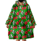 South Sydney Rabbitohs Wearable Blanket Hoodie Tropical Hibiscus Floral Seamless Rugby Mascot