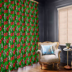 South Sydney Rabbitohs Window Curtain Tropical Hibiscus Floral Seamless Rugby Mascot