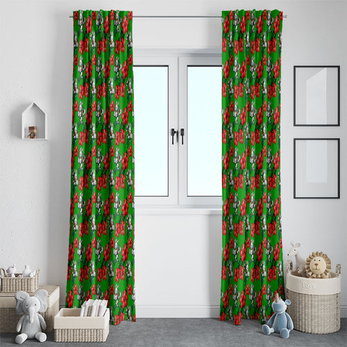 South Sydney Rabbitohs Window Curtain Tropical Hibiscus Floral Seamless Rugby Mascot