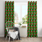 South Sydney Rabbitohs Window Curtain Tropical Hibiscus Floral Seamless Rugby Mascot