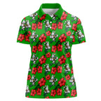 South Sydney Rabbitohs Women Polo Shirt Tropical Hibiscus Floral Seamless Rugby Mascot