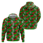 South Sydney Rabbitohs Zip Hoodie Tropical Hibiscus Floral Seamless Rugby Mascot