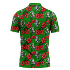South Sydney Rabbitohs Zipper Polo Shirt Tropical Hibiscus Floral Seamless Rugby Mascot