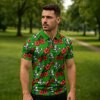 South Sydney Rabbitohs Zipper Polo Shirt Tropical Hibiscus Floral Seamless Rugby Mascot