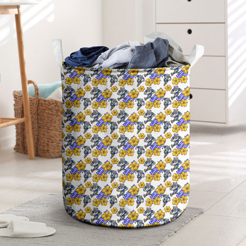 Canterbury-Bankstown Bulldogs Laundry Basket Tropical Hibiscus Floral Seamless Rugby Mascot