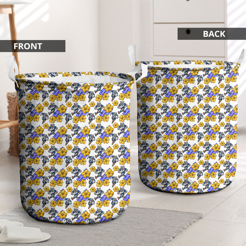 Canterbury-Bankstown Bulldogs Laundry Basket Tropical Hibiscus Floral Seamless Rugby Mascot
