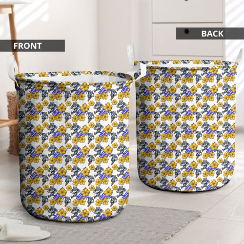 Canterbury-Bankstown Bulldogs Laundry Basket Tropical Hibiscus Floral Seamless Rugby Mascot