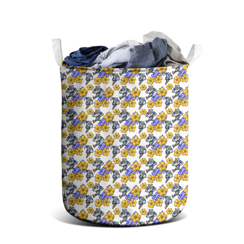 Canterbury-Bankstown Bulldogs Laundry Basket Tropical Hibiscus Floral Seamless Rugby Mascot