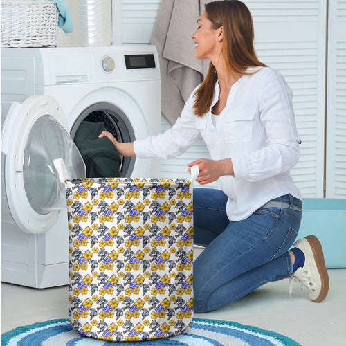 Canterbury-Bankstown Bulldogs Laundry Basket Tropical Hibiscus Floral Seamless Rugby Mascot